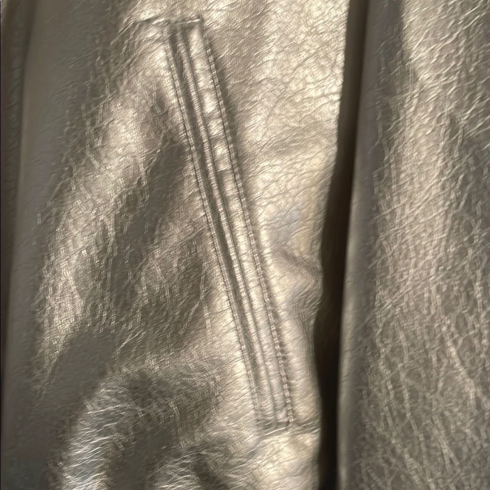 Zara Silver Bomber Jacket with Stand-Up Collar and Elasticized Cuffs - Picture 5 of 8